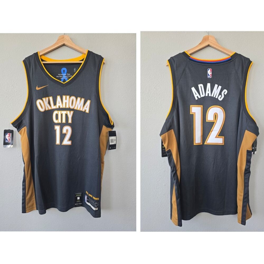 Nike Oklahoma City Thunder Steven Adams #12 Jersey XXL NWT Gray Gold Honor